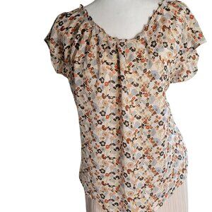 Lauren Conrad Soft Meadow Cap Sleewve Blouse Size XL